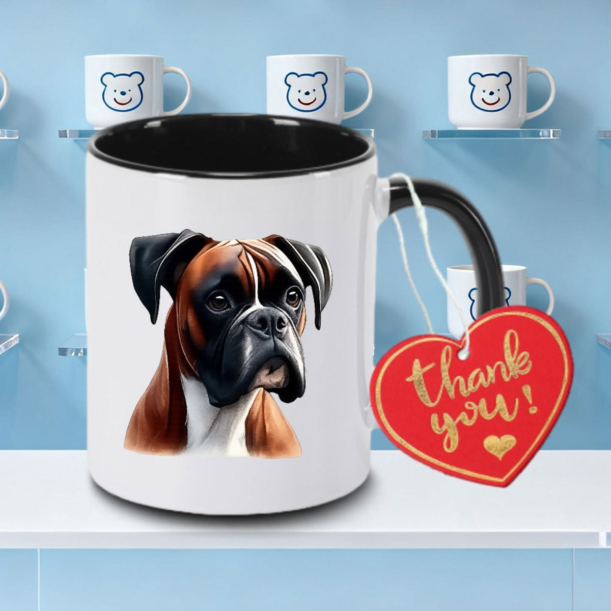 Tailorly Black Accent 11 oz Mug - Boxer Dog