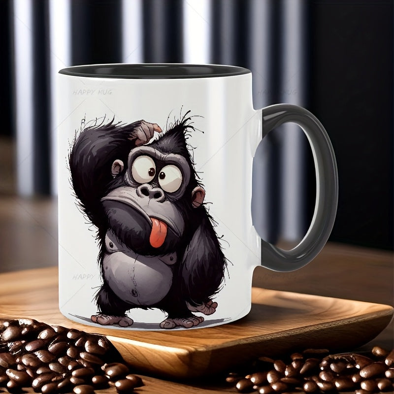 Tailorly Black Accent 11 oz Mug - gorilla scratching head funny