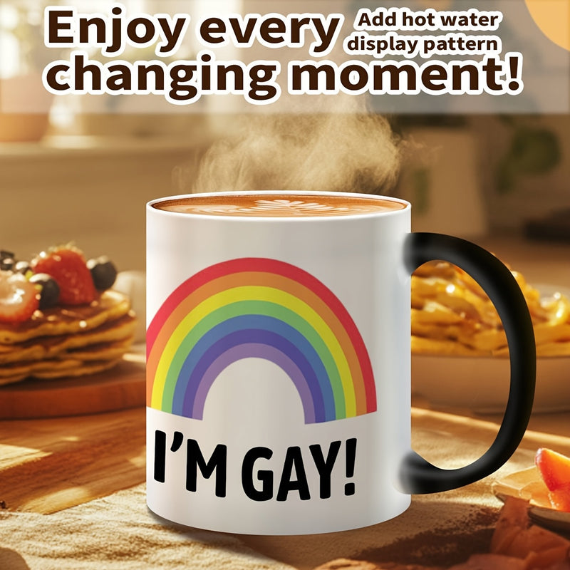 Tailorly Black Accent 11 oz Mug - thermochromic rainbow