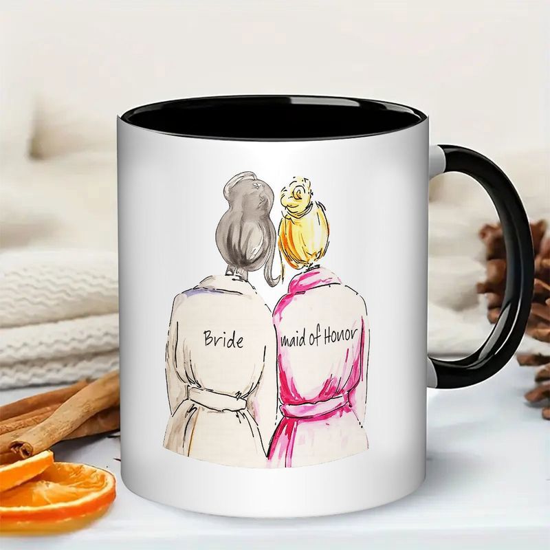 Tailorly Black Accent 11 oz Mug - bride of mug dual sided brides wedding gift with names