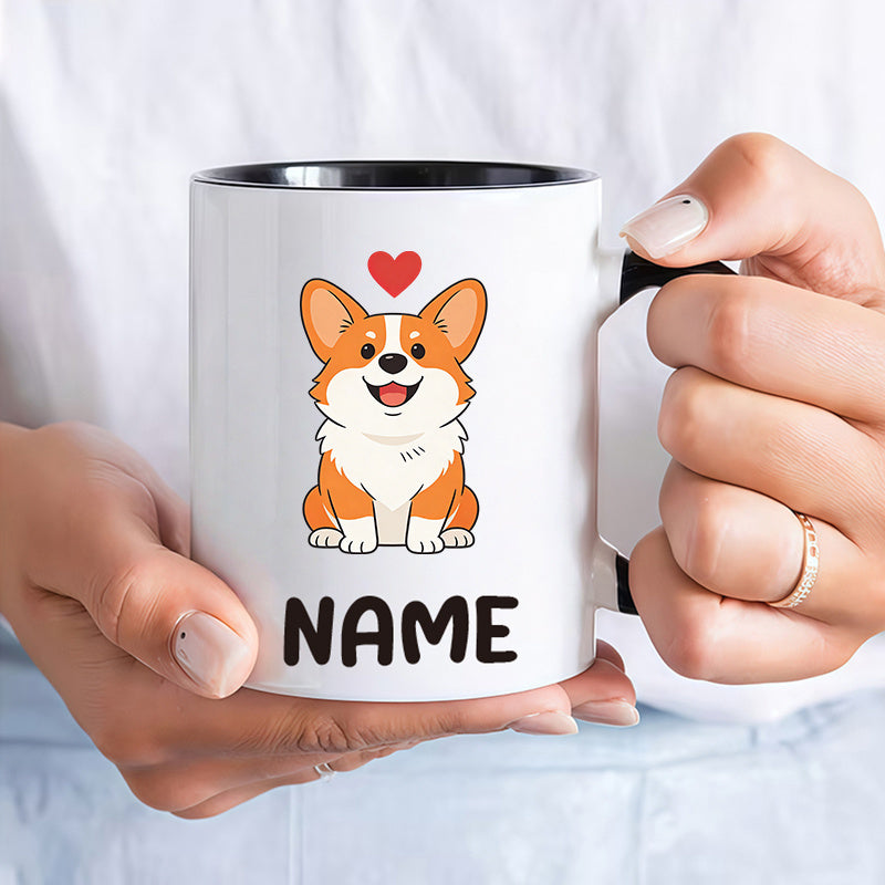 Tailorly Black Accent 11 oz Mug - adorable corgi