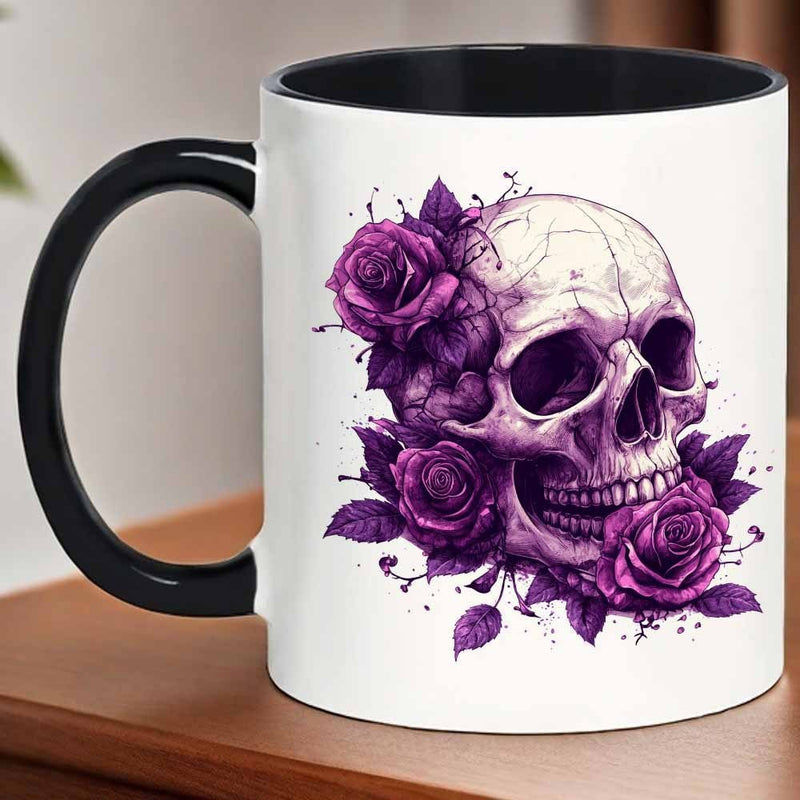 Tailorly Black Accent 11 oz Mug - gothic black coffee cup with purple