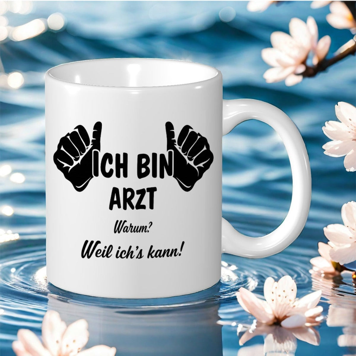 Tailorly White Ceramic 11 oz Mug - Two Black Thumbs Up Silhouettes On White Surface Mug