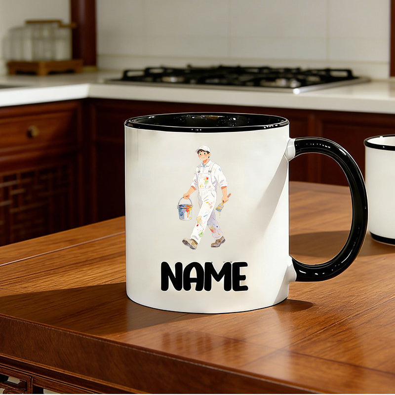 Tailorly Black Accent 11 oz Mug - cartoon painter