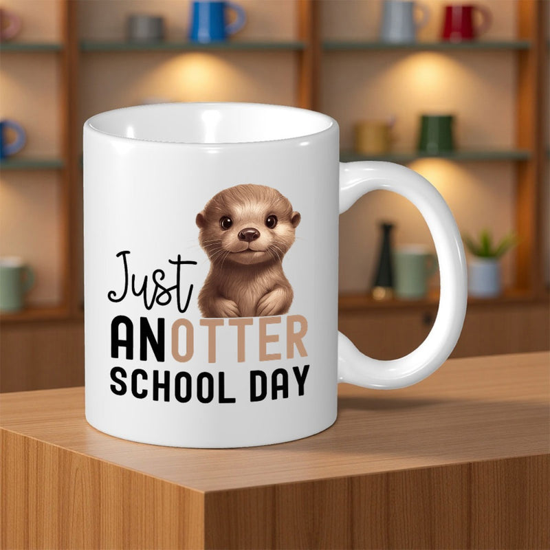Tailorly White Ceramic 11 oz Mug - Just An Otter School Day Adorable Brown Baby Animal Sitting Calmly With A Soft Innocent Expression Otter