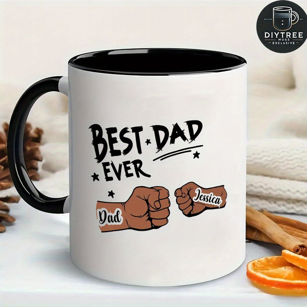 Tailorly Black Accent 11 oz Mug - best dad ever with name， date， and message