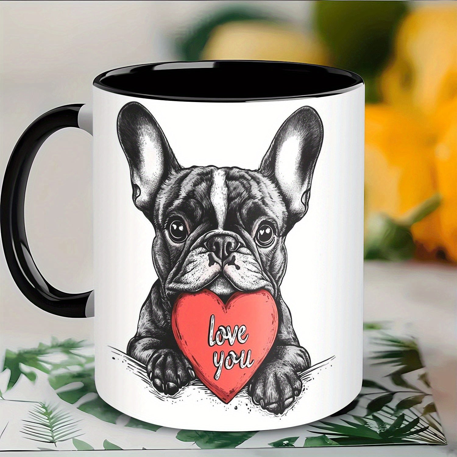 Tailorly Black Accent 11 oz Mug - french bulldog