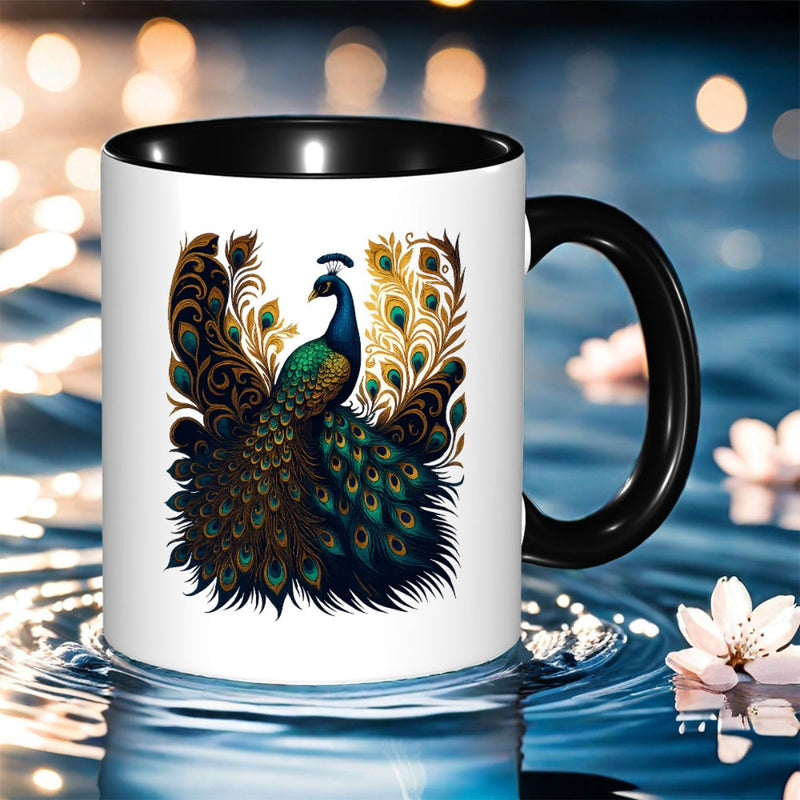 Tailorly Black Accent 11 oz Mug - item picture a single ceramic coffee mug featuring a holidays or birthdays this stylish and easy to clean drinkware