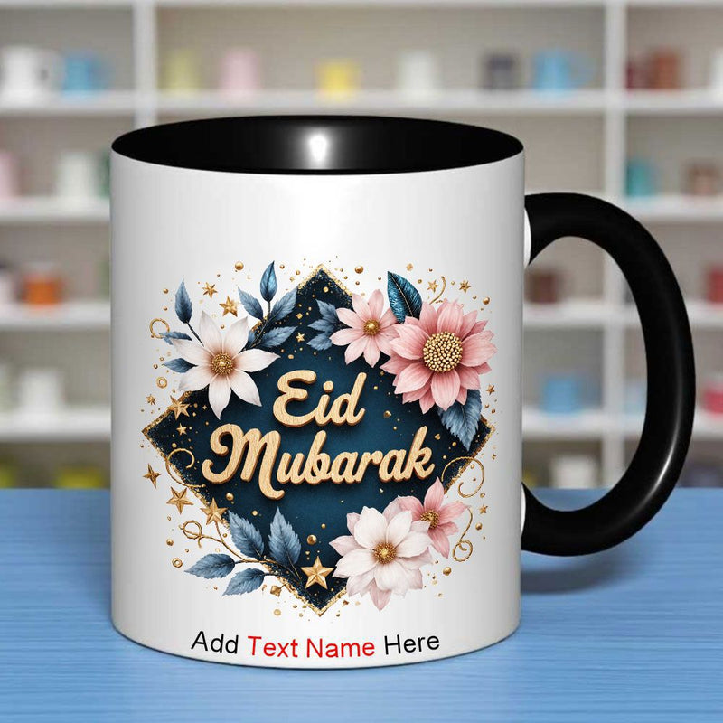 Tailorly Black Accent 11 oz Mug - golden text and floral diamond design