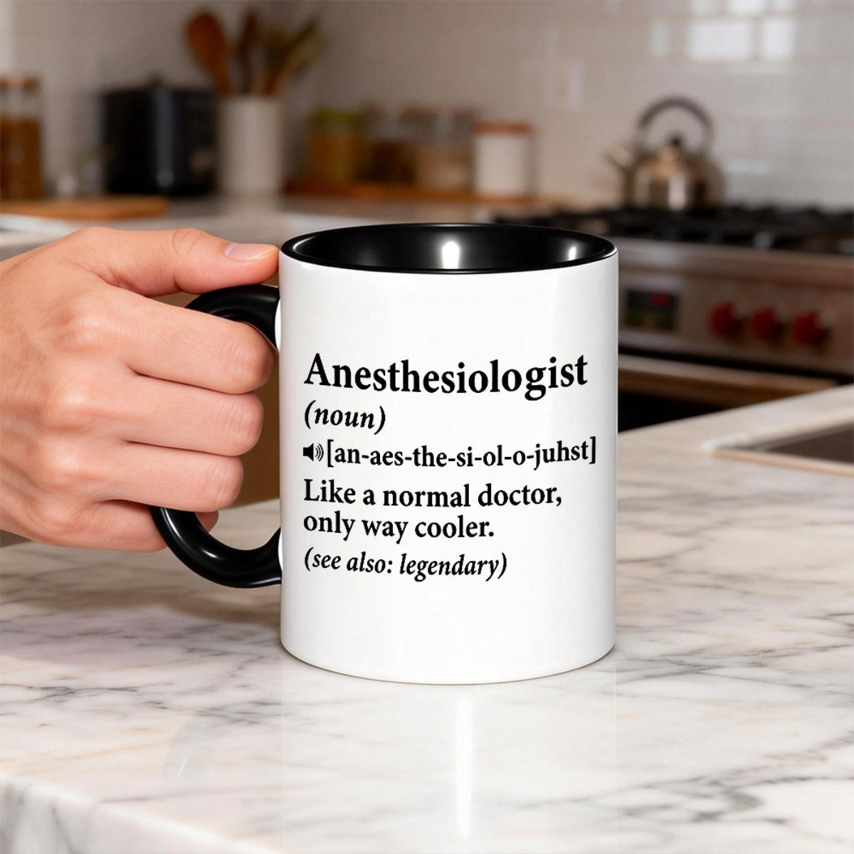 Tailorly Black Accent 11 oz Mug - anesthesiologist design