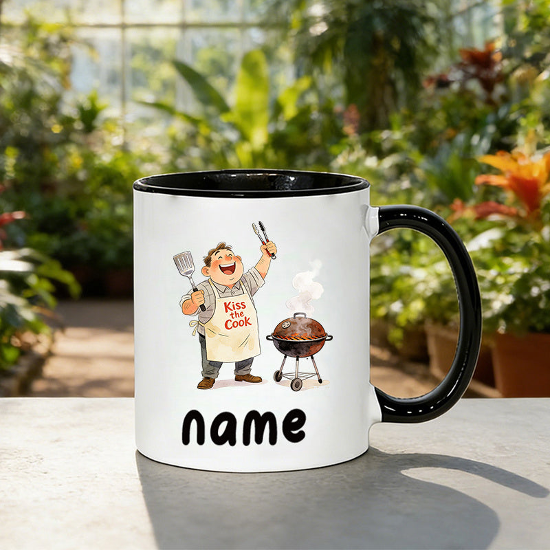 Tailorly Black Accent 11 oz Mug - item picture a customizable coffee mug for halloween and christmas featuring a design with a and barbecue grill