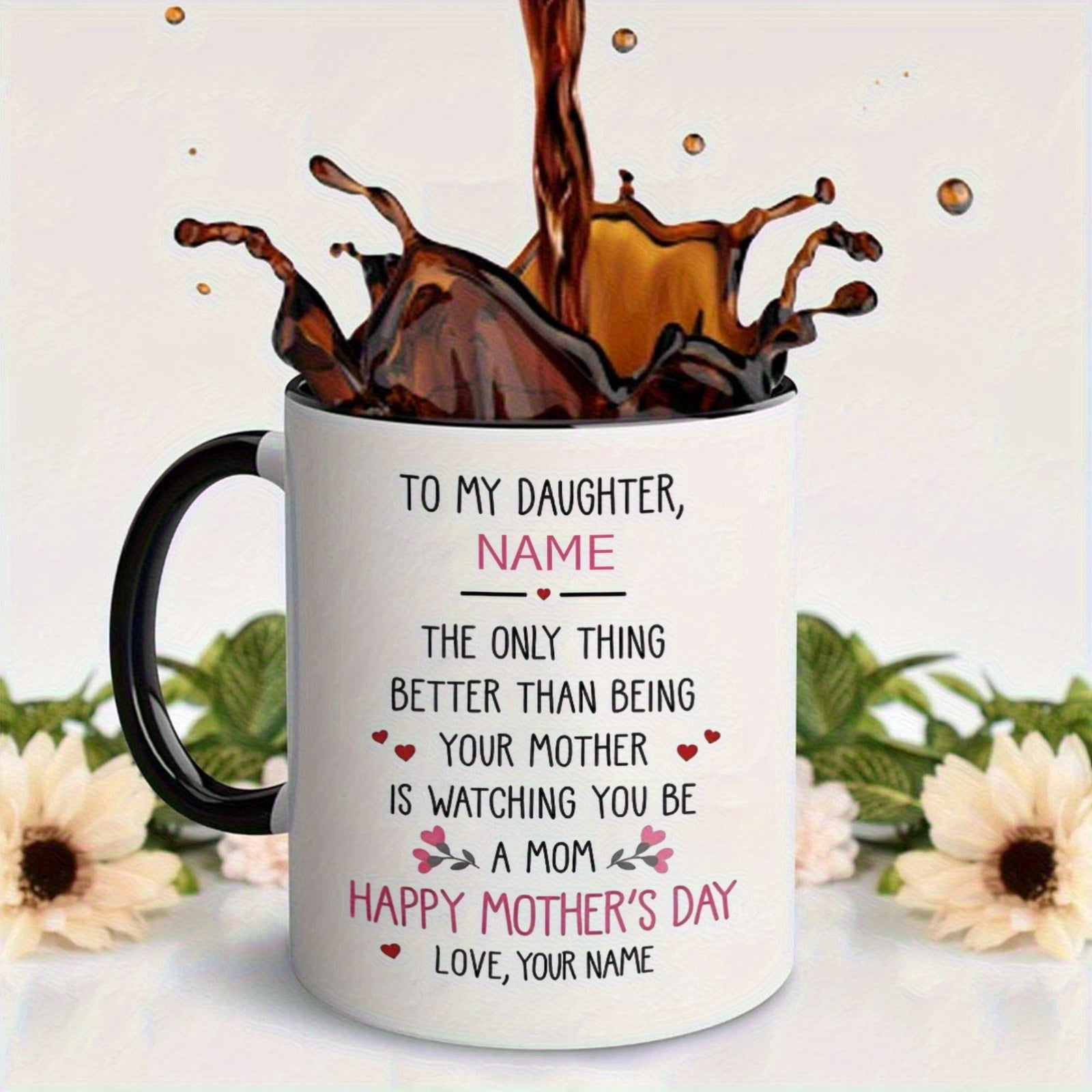 Tailorly Black Accent 11 oz Mug - funny text "to my daughter"