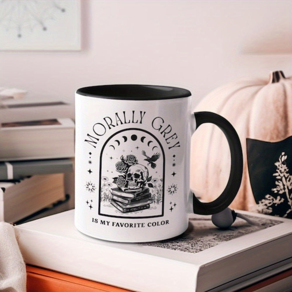 Tailorly Black Accent 11 oz Mug - skull books design
