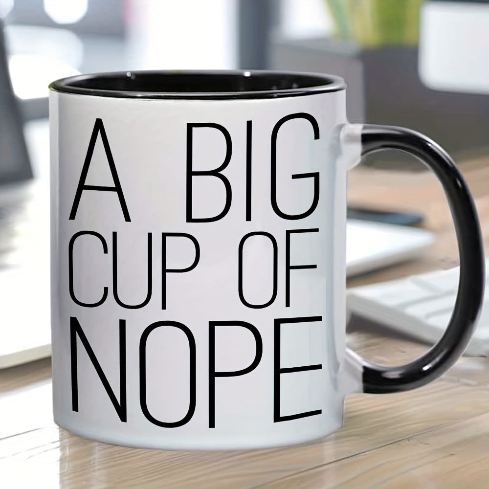 Tailorly Black Accent 11 oz Mug - funny coffee mug with "nope" text