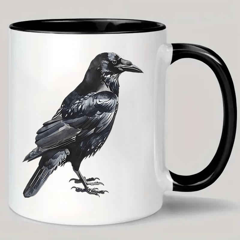 Tailorly Black Accent 11 oz Mug - item picture ceramic coffee mug insulated reusable black white art mug with contrast handle durable ceramic for hot