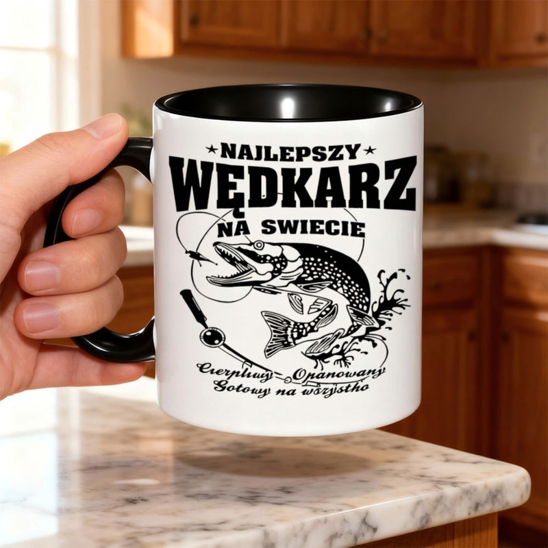 Tailorly Black Accent 11 oz Mug - fish hooks polish words