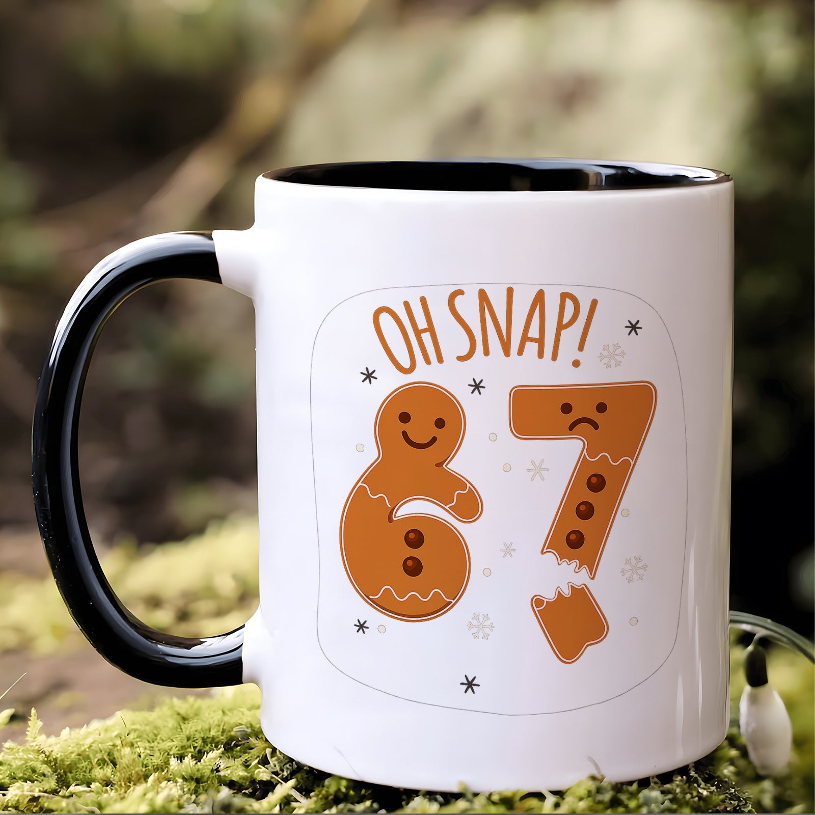 Tailorly Black Accent 11 oz Mug - item picture 1pc mug with number 6 7 gingerbread men coffee cup dishwasher holiday themed drinkware for tea for s