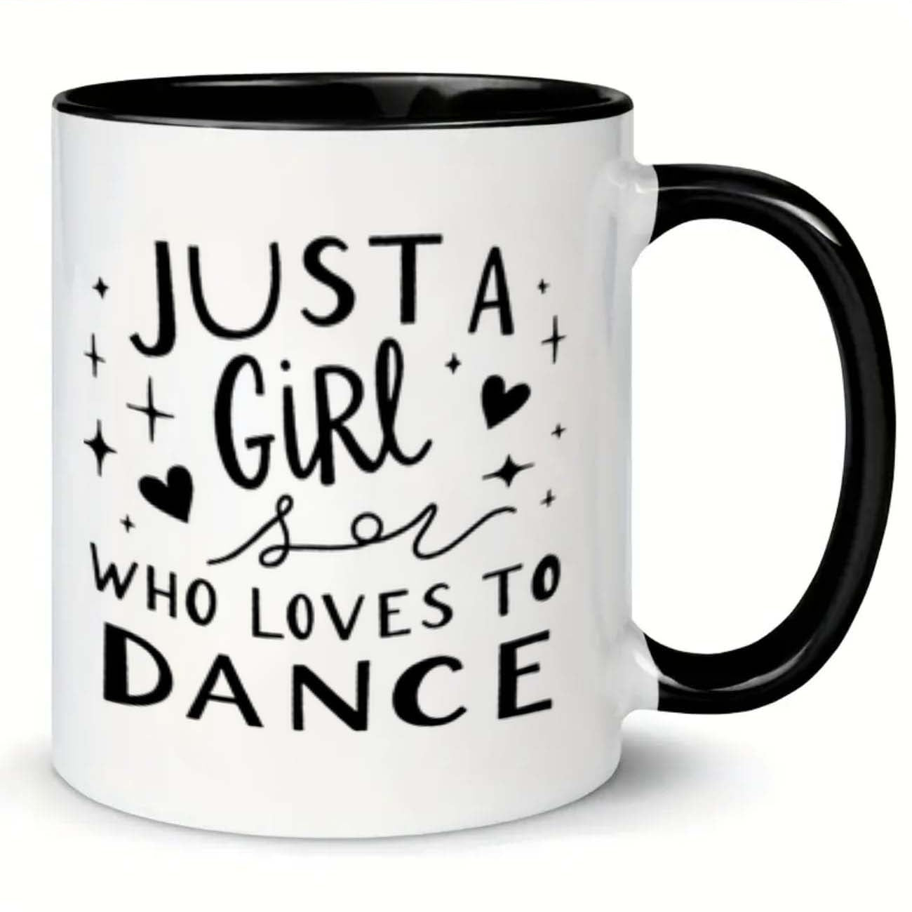 Tailorly Black Accent 11 oz Mug - elegant ballerina silhouette in black and white