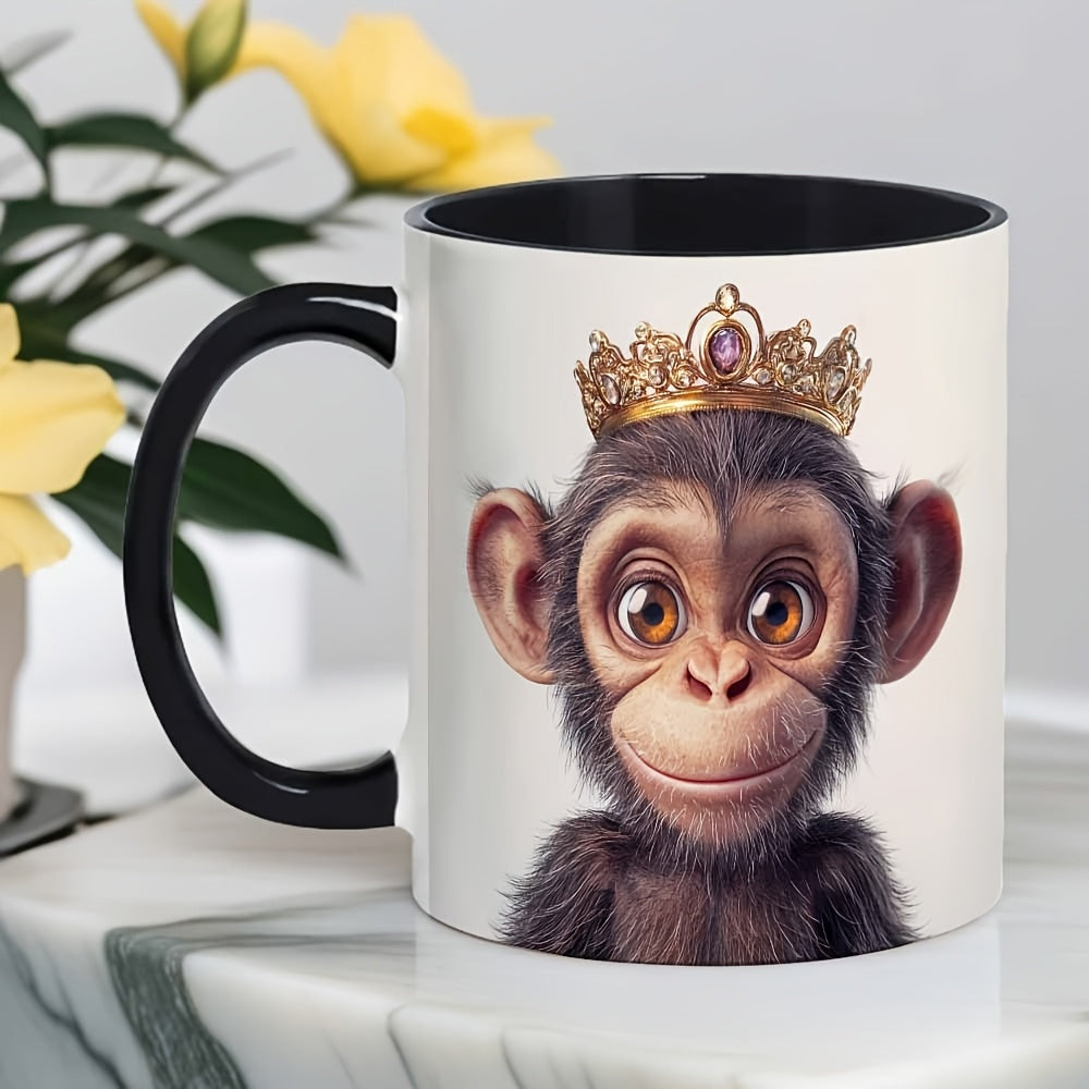 Tailorly Black Accent 11 oz Mug - monkey wearing a hat