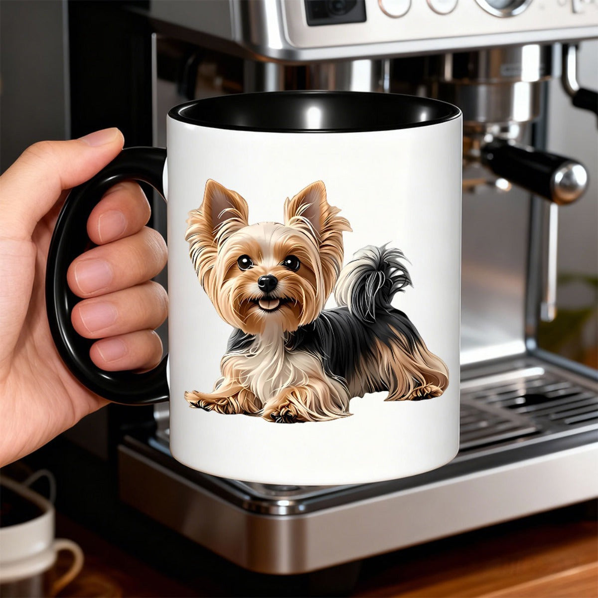 Tailorly Black Accent 11 oz Mug - adorable yorkshire terrier