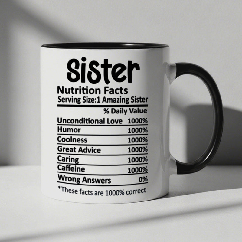 Tailorly Black Accent 11 oz Mug - nutrition facts text
