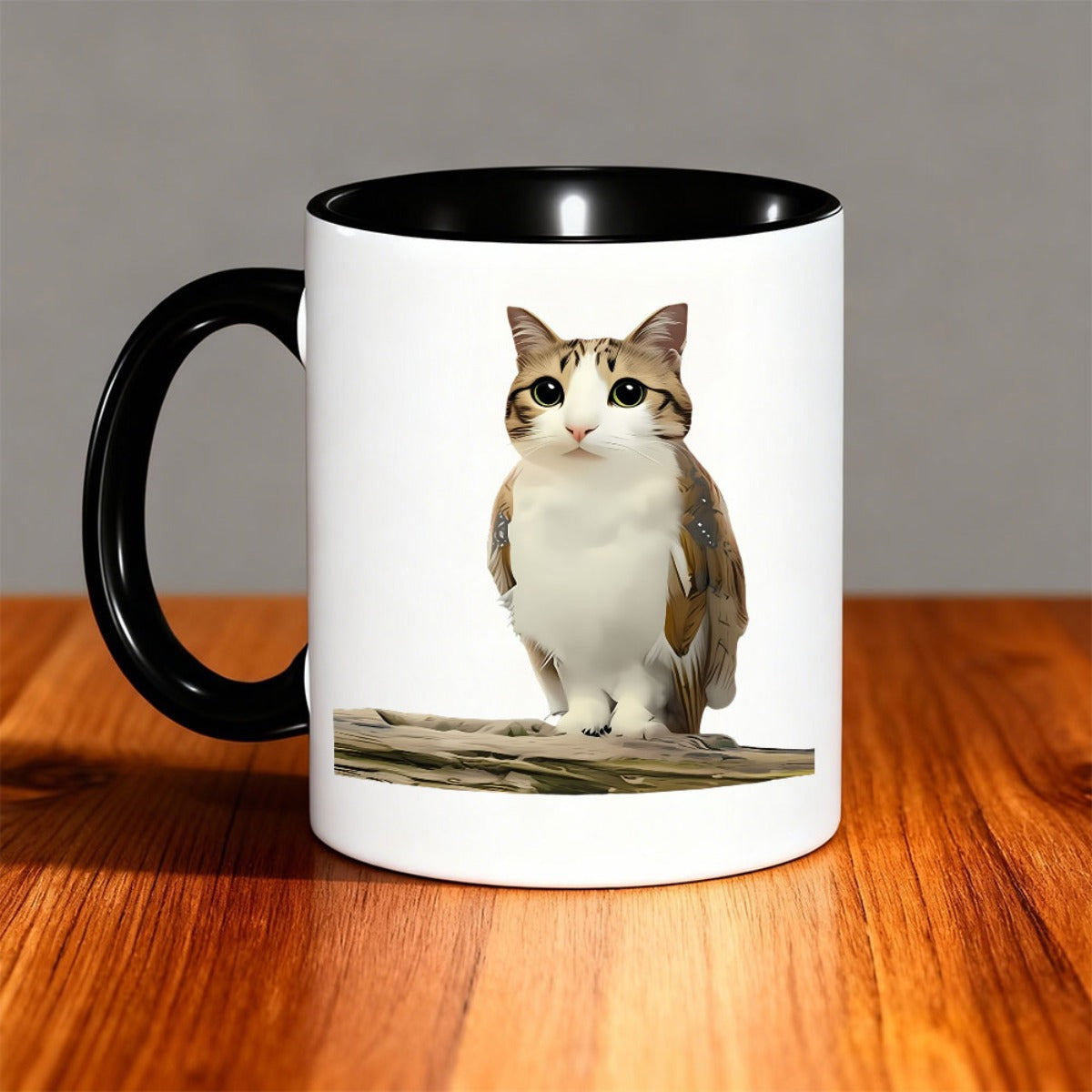 Tailorly Black Accent 11 oz Mug - owl cartoon animal print