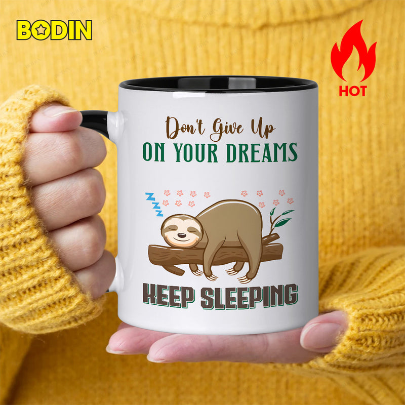 Tailorly Black Accent 11 oz Mug - don't give your words cartoon sloth