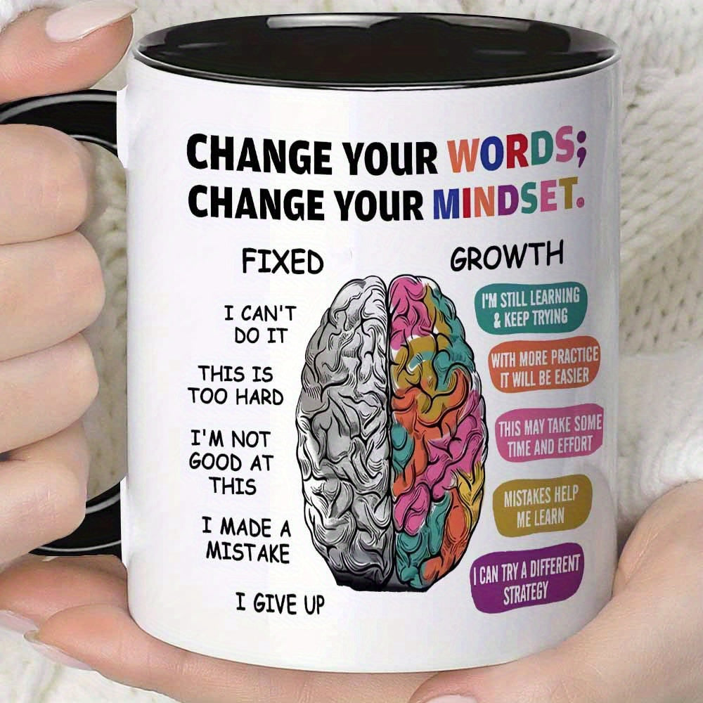 Tailorly Black Accent 11 oz Mug - fun brain with growth