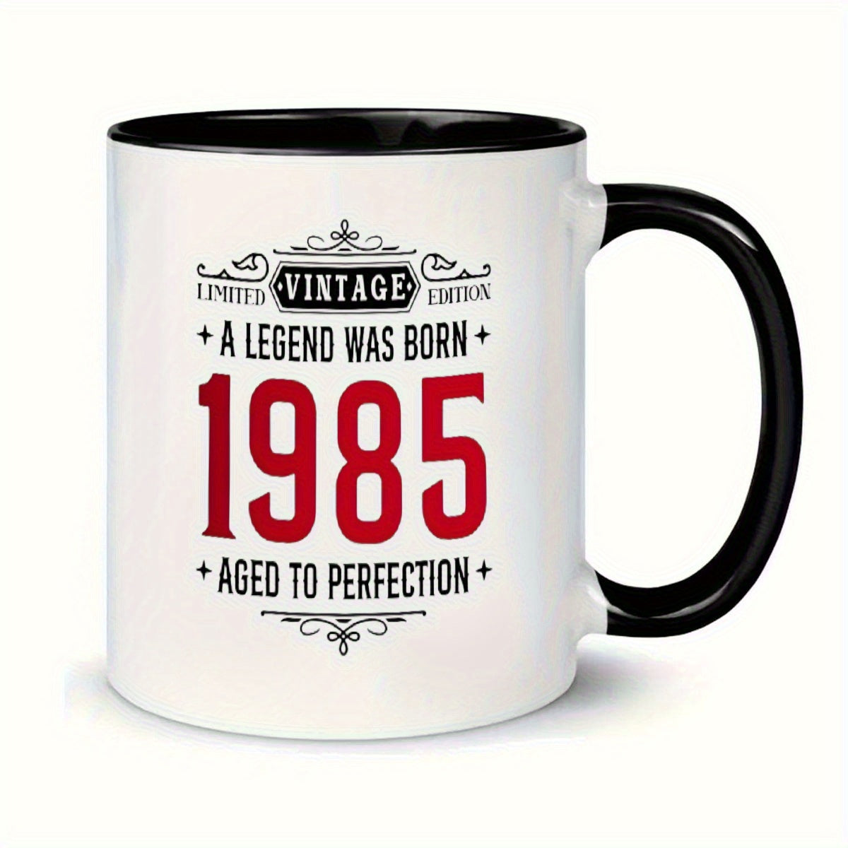 Tailorly Black Accent 11 oz Mug - vintage 1985 a legend