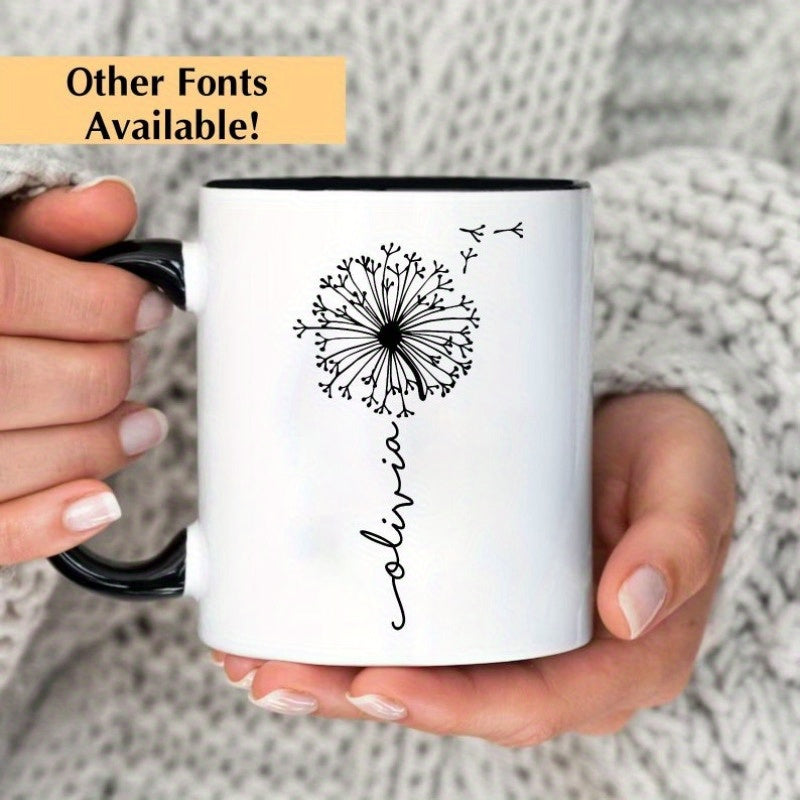 Tailorly Black Accent 11 oz Mug - dandelion illustration