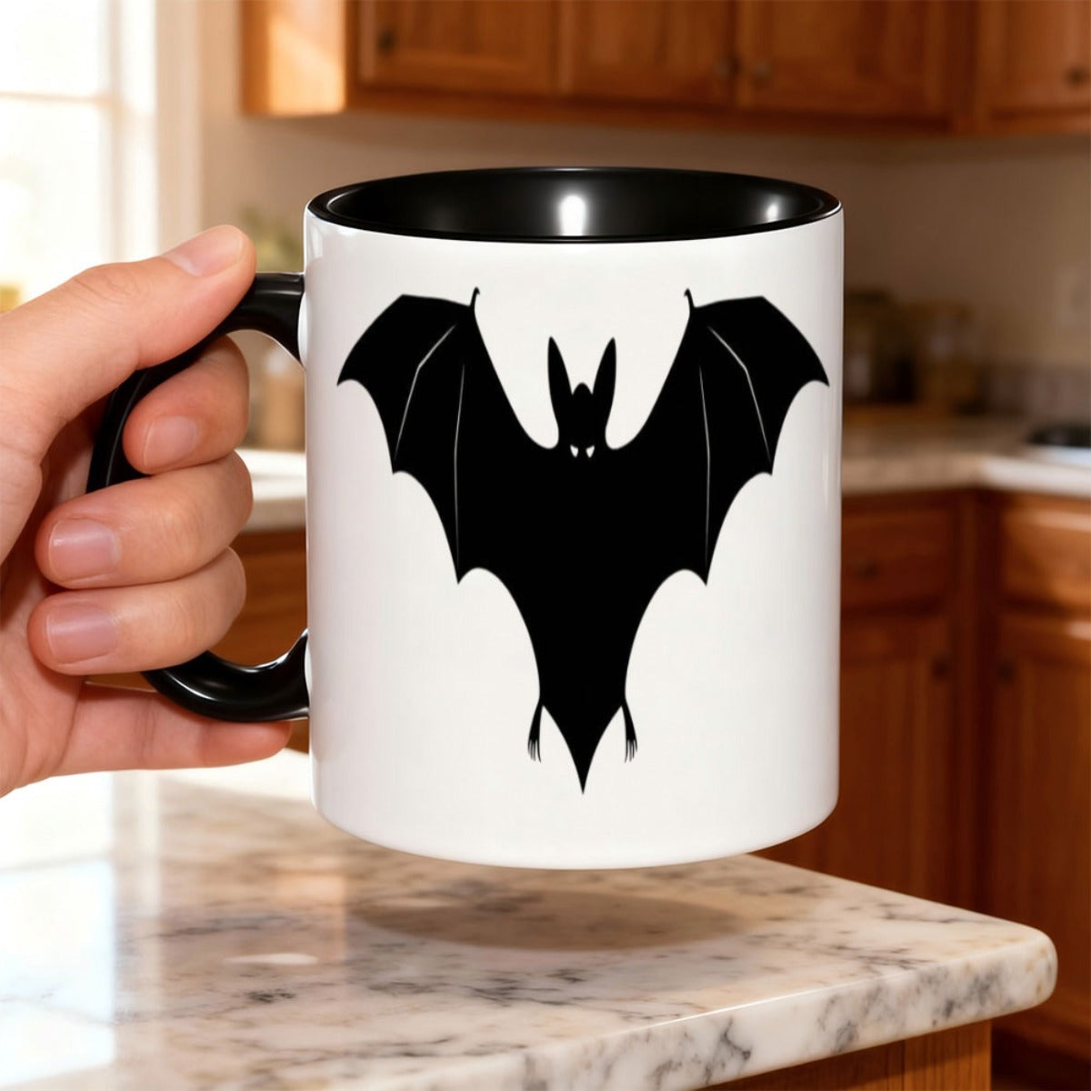 Tailorly Black Accent 11 oz Mug - gothic bat silhouette
