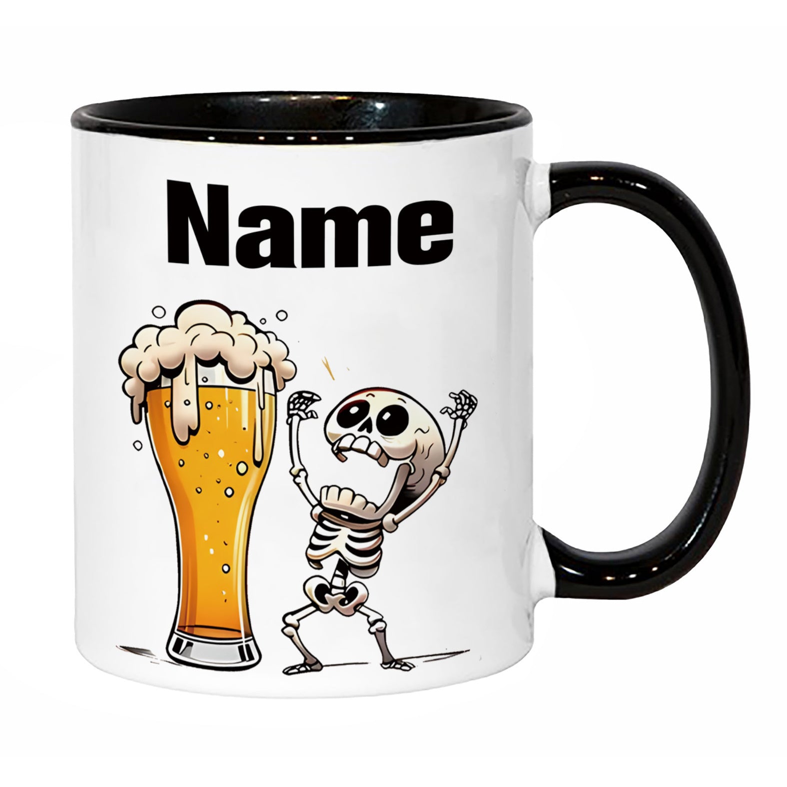 Tailorly Black Accent 11 oz Mug - beer skull