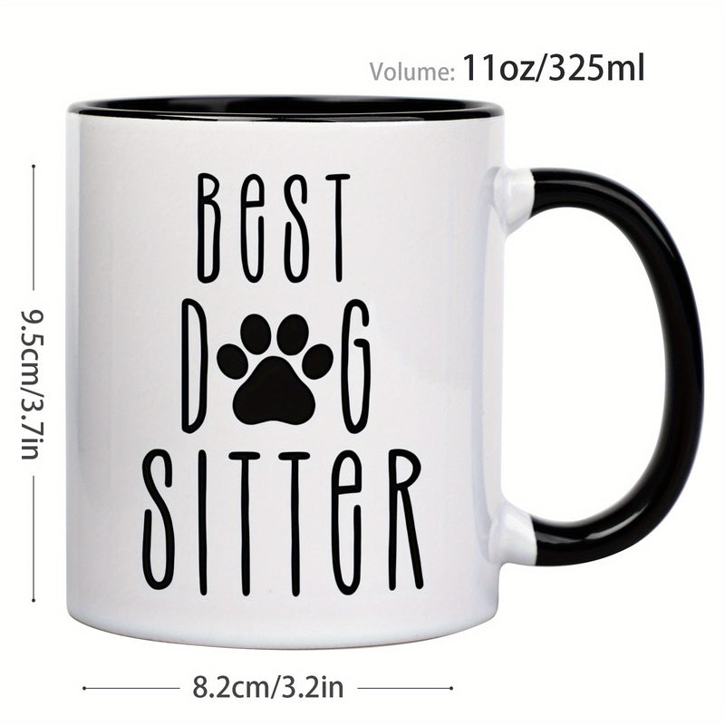 Tailorly Black Accent 11 oz Mug - paw print best dog sitter text
