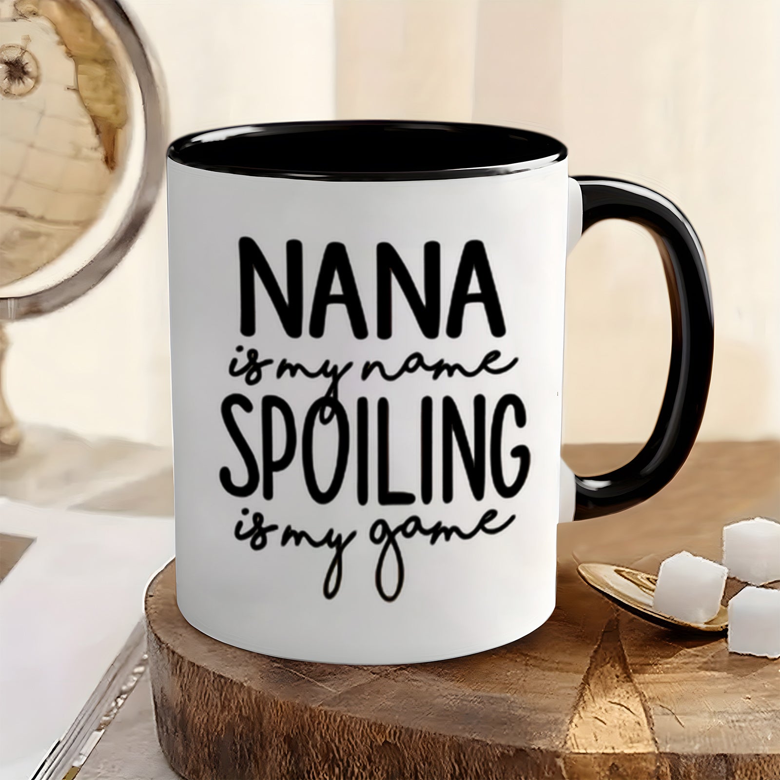 Tailorly Black Accent 11 oz Mug - sassy is my name spoiling is my game funny grandma text