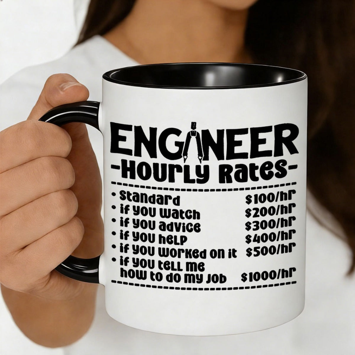 Tailorly Black Accent 11 oz Mug - joke about rates up to 1000