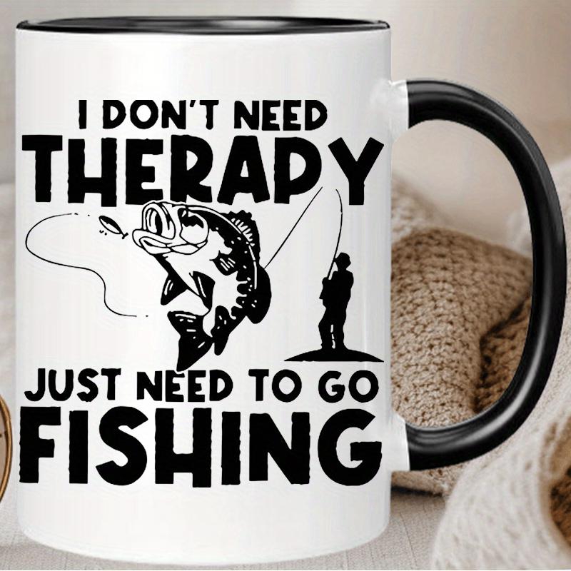Tailorly Black Accent 11 oz Mug - fishing pattern