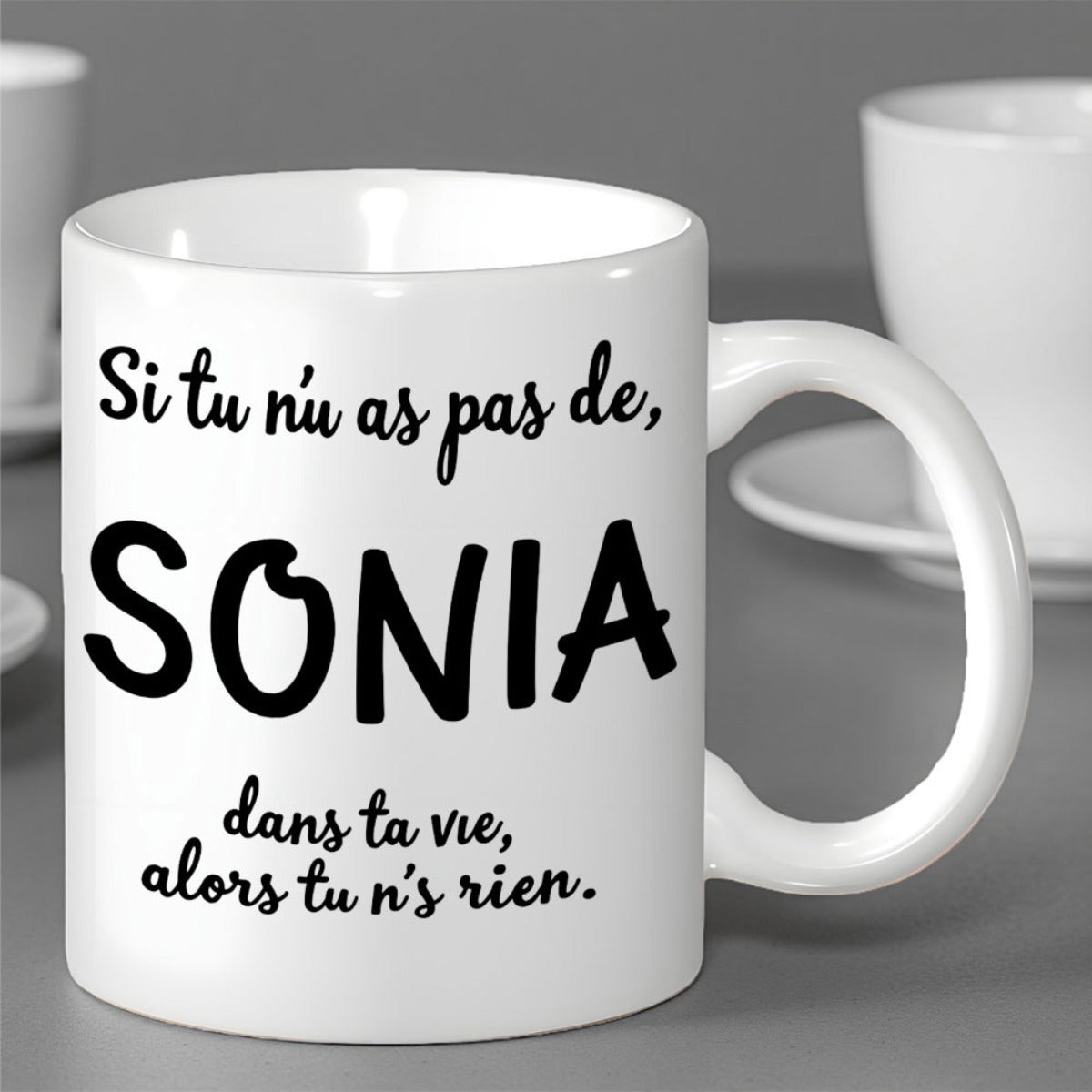 Tailorly White Ceramic 11 oz Mug - Minimalist White Ceramic With Bold Black Typography And Elegant Script Text Mug