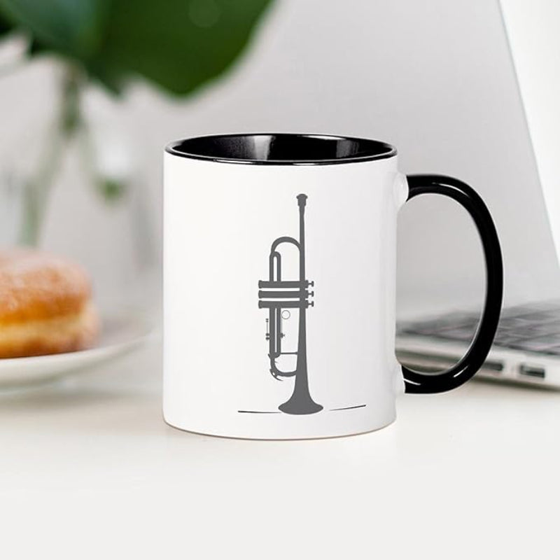 Tailorly Black Accent 11 oz Mug - trumpet graphic