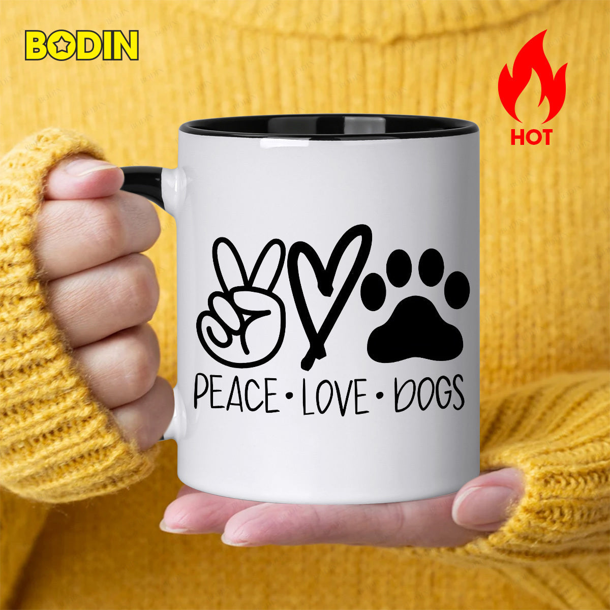 Tailorly Black Accent 11 oz Mug - hand heart
