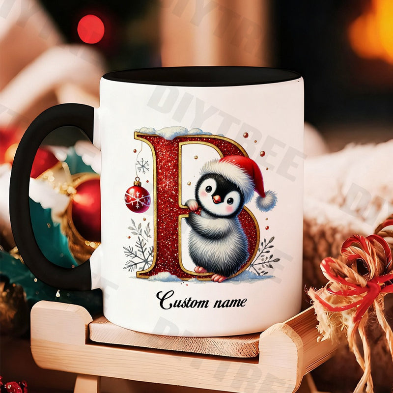 Tailorly Black Accent 11 oz Mug - Christmas themed illustration
