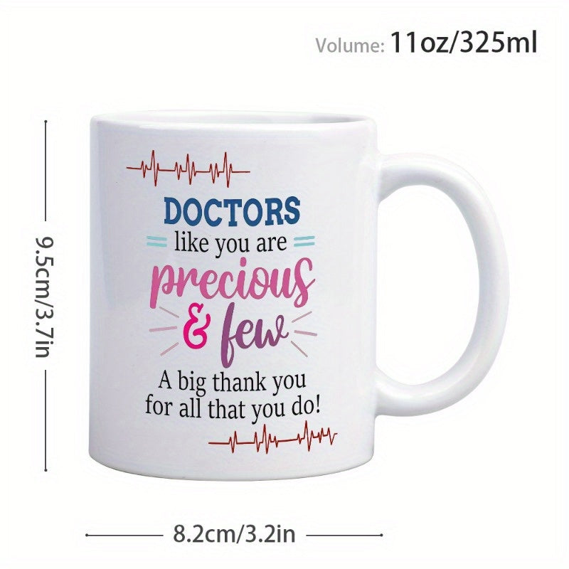 Tailorly White Ceramic 11 oz Mug - Doctors Like You Are Precious And Few A Big Thank You For All That You Do Minimalist Heartbeat Rhythm Lines Featuring Aesthetic