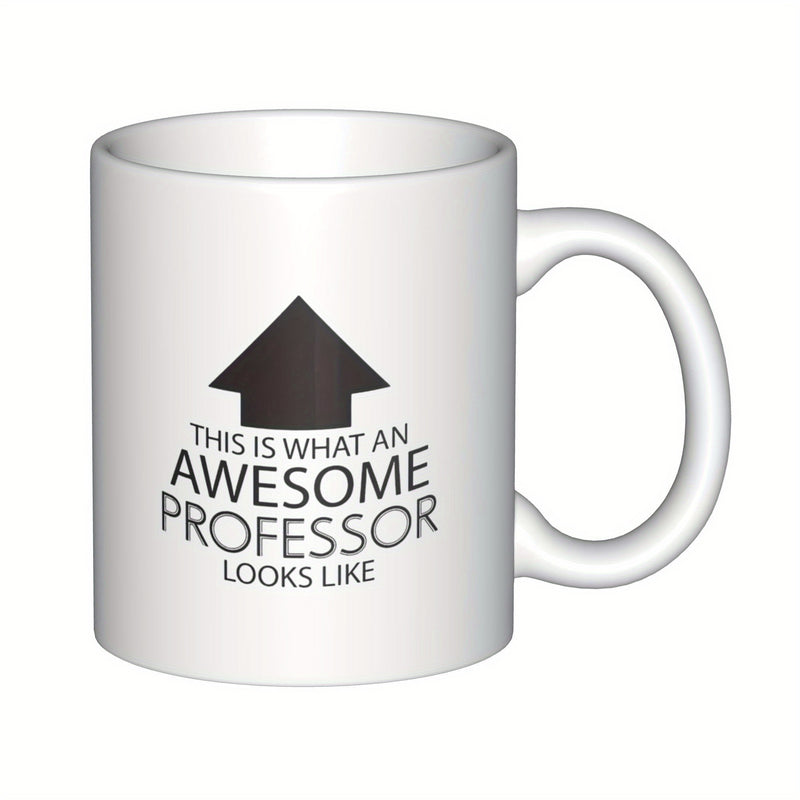Tailorly White Ceramic 11 oz Mug - This Is What An Awesome Professor Looks Like Minimalist Black Geometric Graphic With A Bold Upward Pointing Directional Arrow