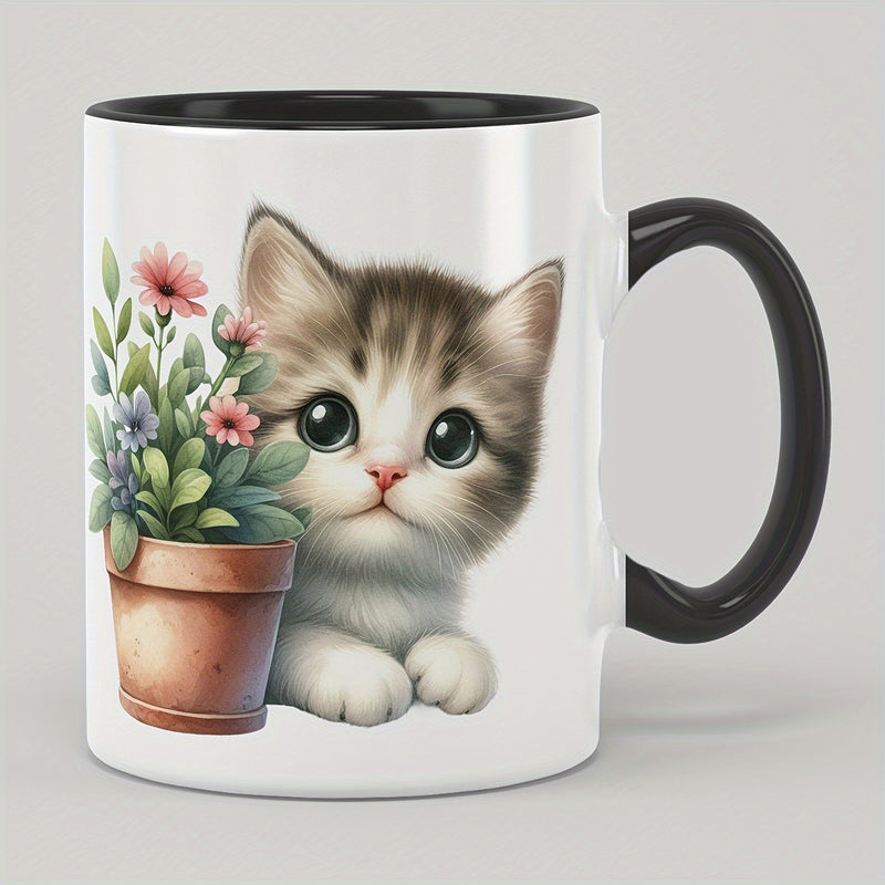 Tailorly Black Accent 11 oz Mug - cute kitten