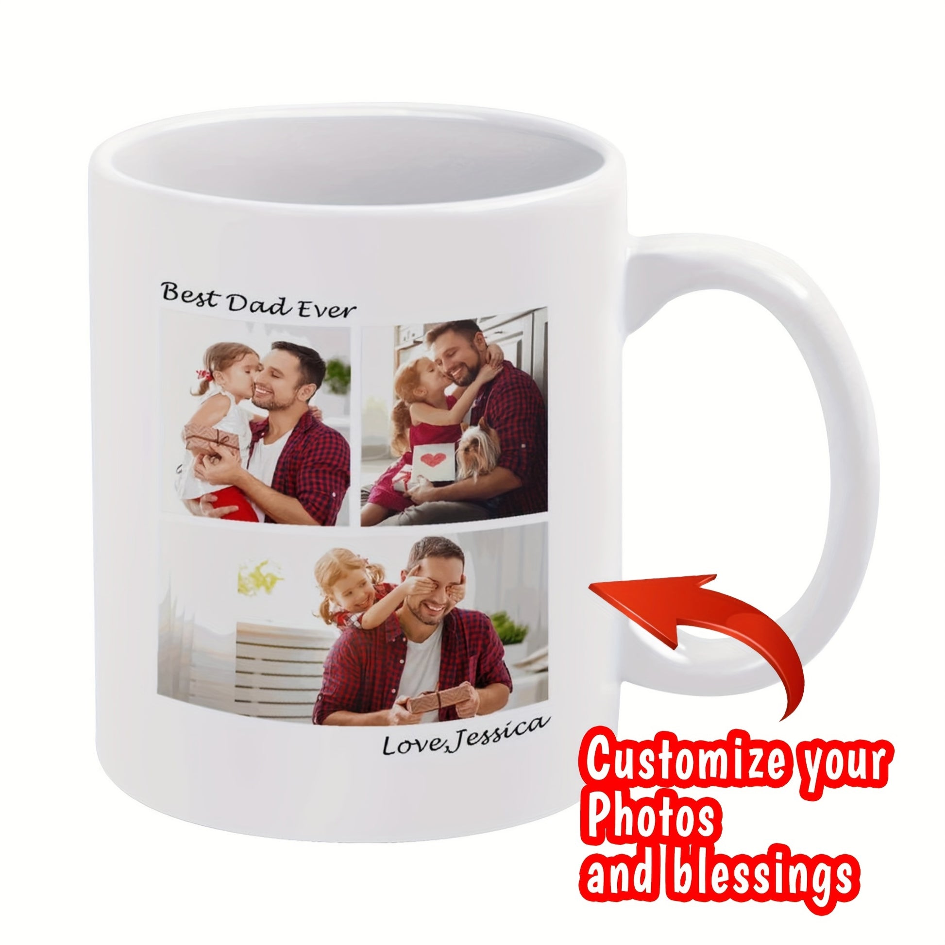 Tailorly White Ceramic 11 oz Mug - Best Dad Ever Love Jessica Sweet Memories Of A Father And Daughter Captured In Square Frame Portrait