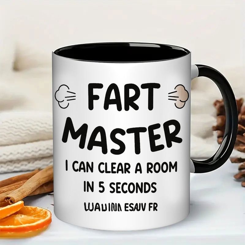 Tailorly Black Accent 11 oz Mug - funny fart joke with "I can clear a room" slogan