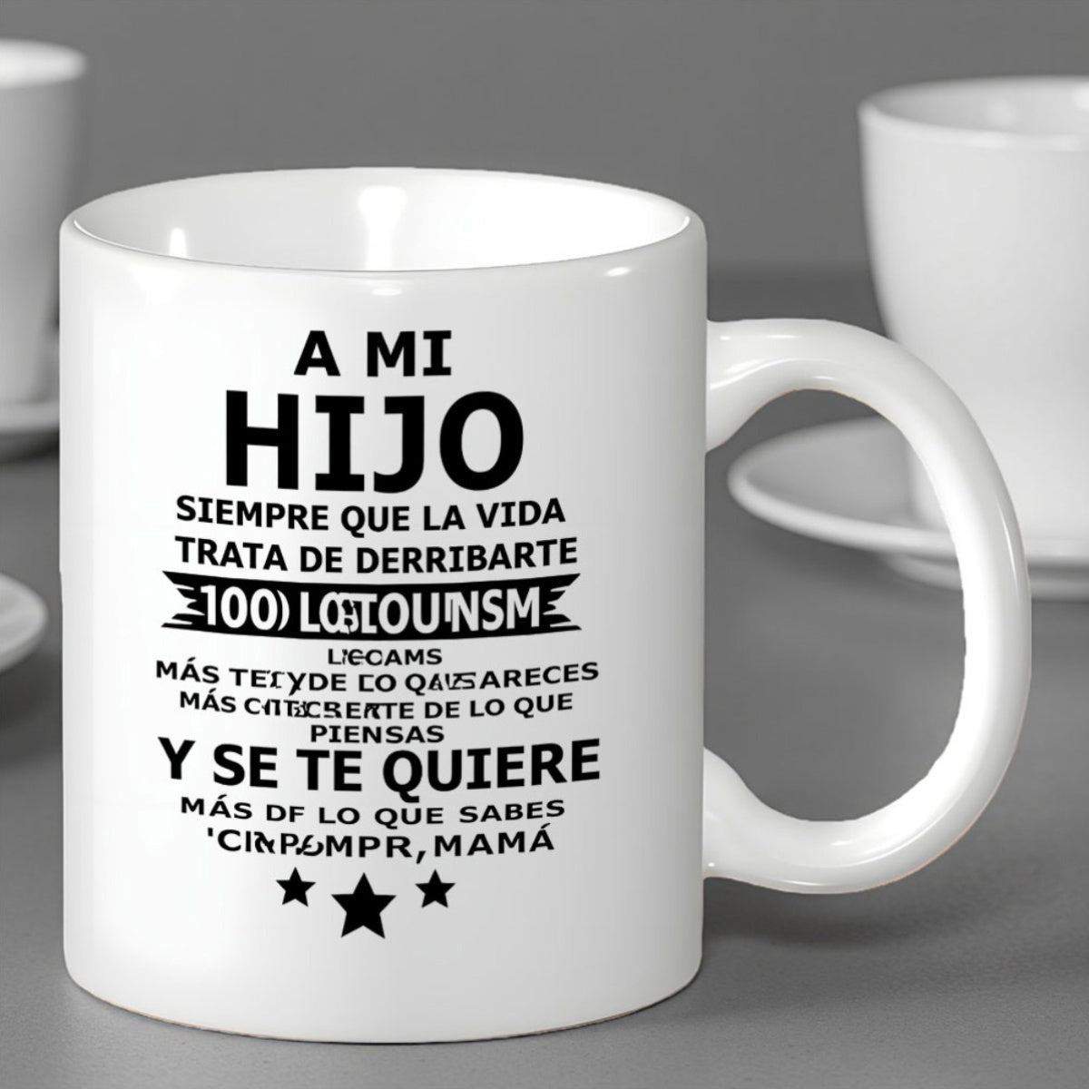 Tailorly White Ceramic 11 oz Mug - Minimalist Star Pattern With Heartfelt Message Printed On