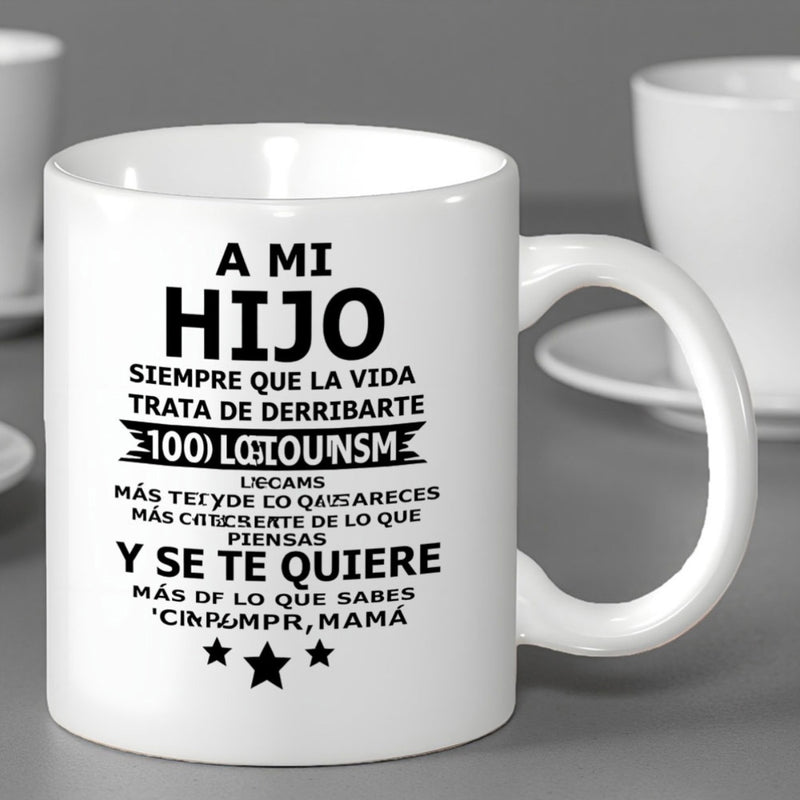 Tailorly White Ceramic 11 oz Mug - Minimalist Star Pattern With Heartfelt Message Printed On