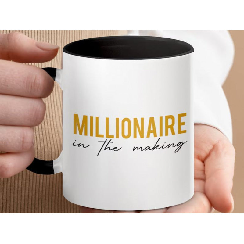 Tailorly Black Accent 11 oz Mug - golden motivational interior pattern round shape inspiration