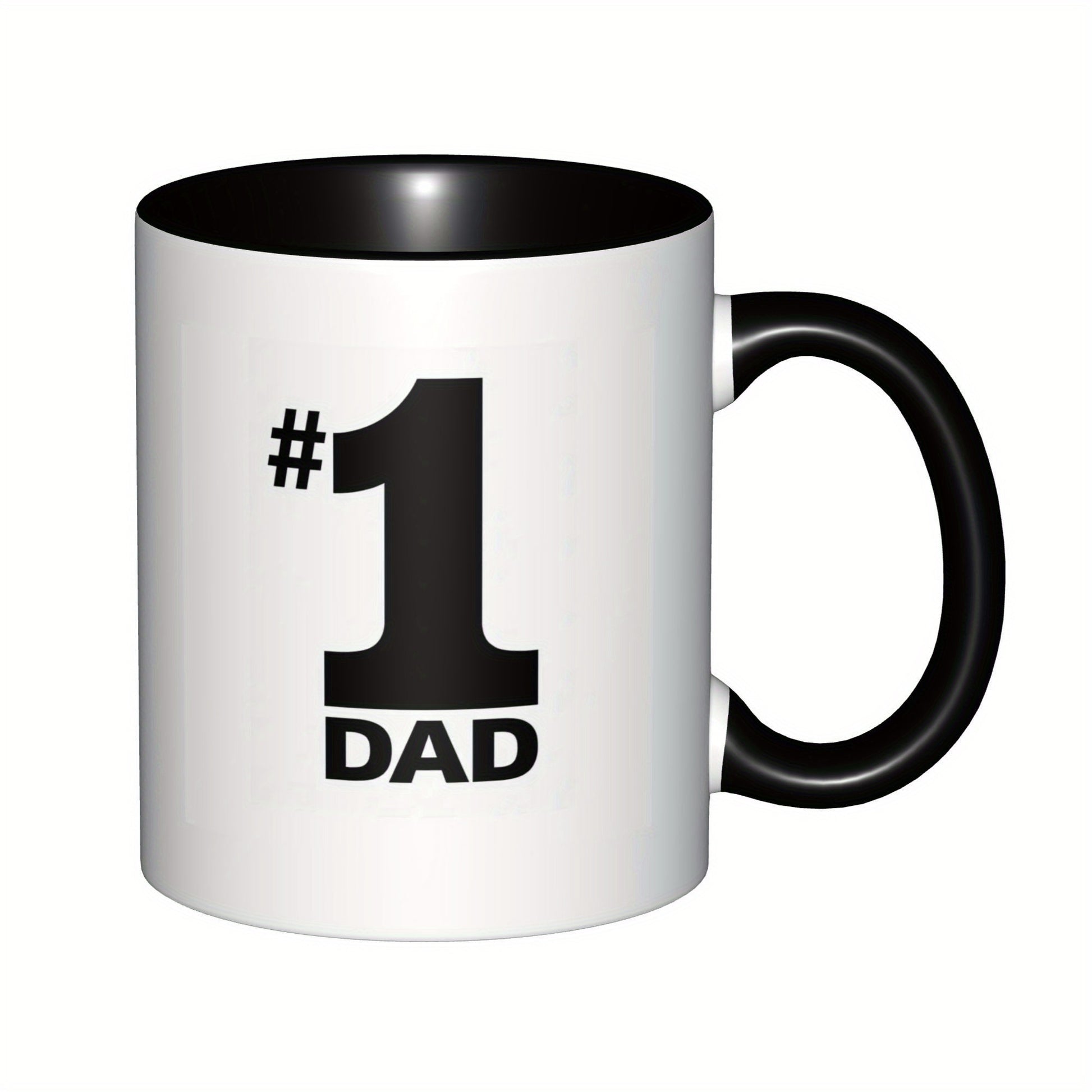 Tailorly Black Accent 11 oz Mug - item picture 11oz ceramic coffee mug 1 cup with handle black perfect gift for fathers day birthdays holidays and