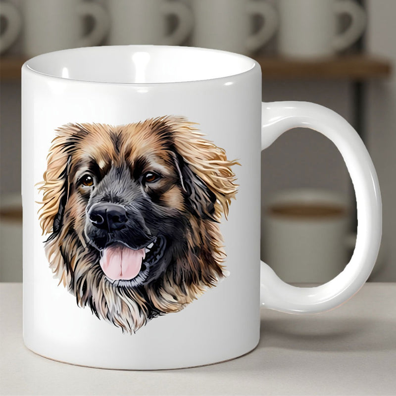 Tailorly White Ceramic 11 oz Mug - Majestic Fluffy Fur With Warm Brown Tones And Gentle Friendly Expression Leonberger